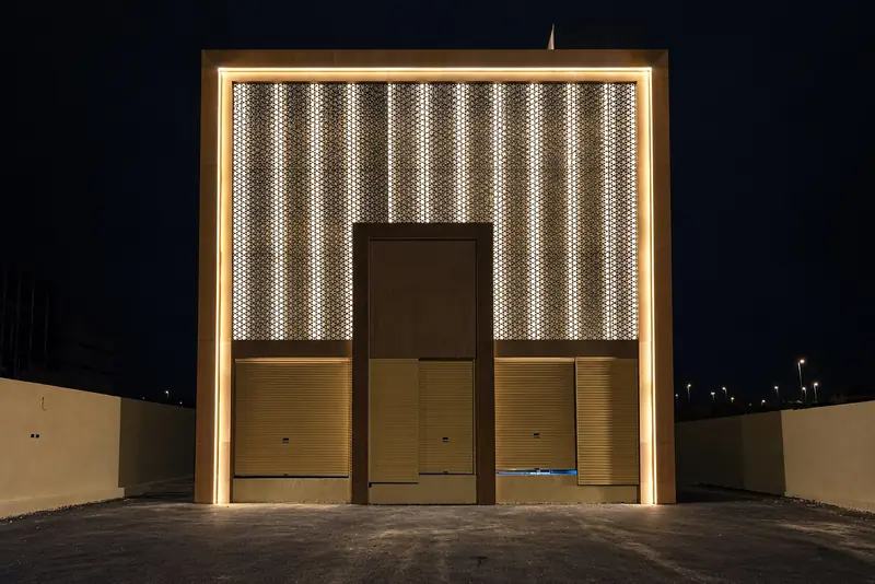 Façade at night